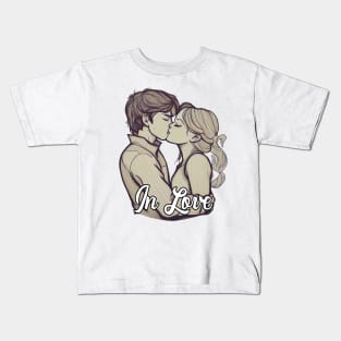 Couple Kiss In Love Kids T-Shirt